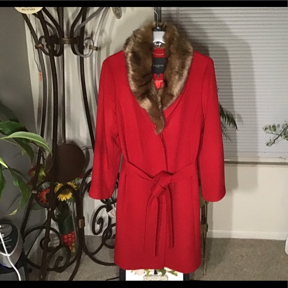 💲ON SALE💲TALBOTS NWT AUTHENTIC WOOL BLEND TAN FAUX FUR COLLAR CLASSIC COAT - Picture 3 of 17